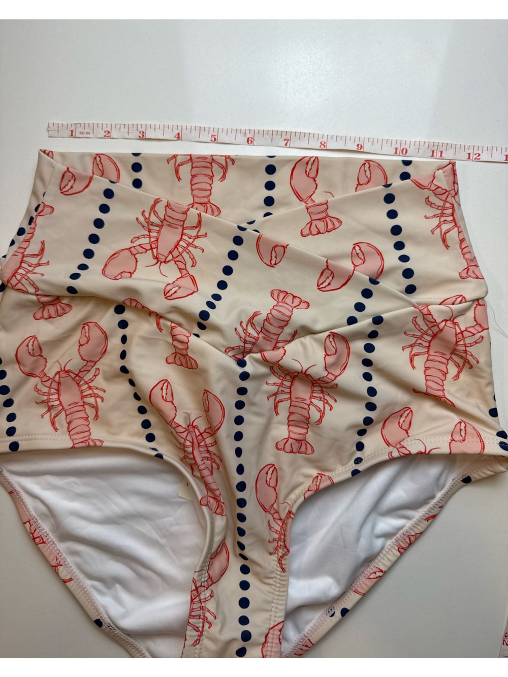 Coral Reef Swim Two-Piece Swimsuit in Blush with Coral Lobster Print Size M - Picture 4 of 10